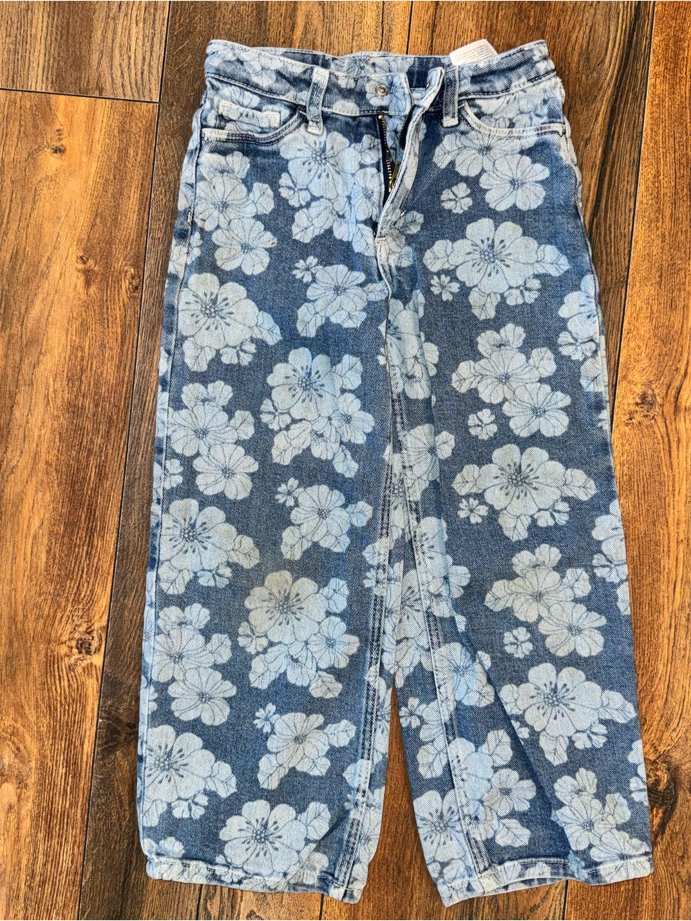 H&M Light Blue Floral Print Denim Jeans